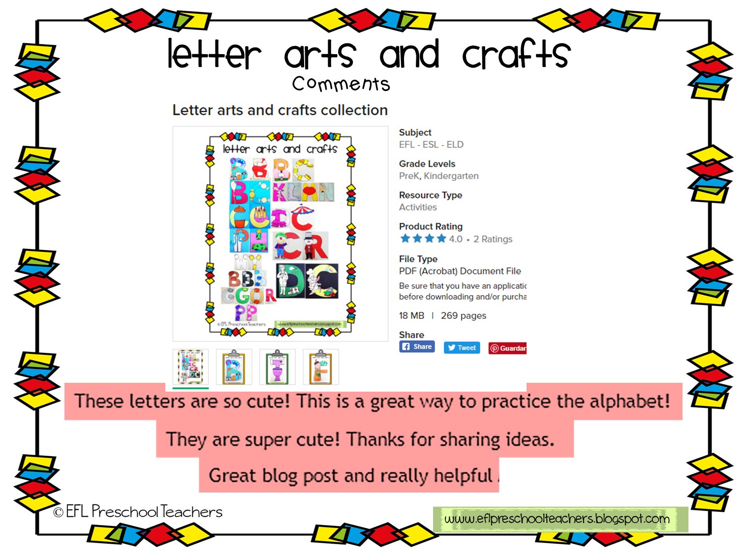esl efl preschool teachers letters arts and crafts collection teachers letters