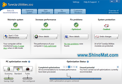 TuneUp Utilities 2012 Front Interface