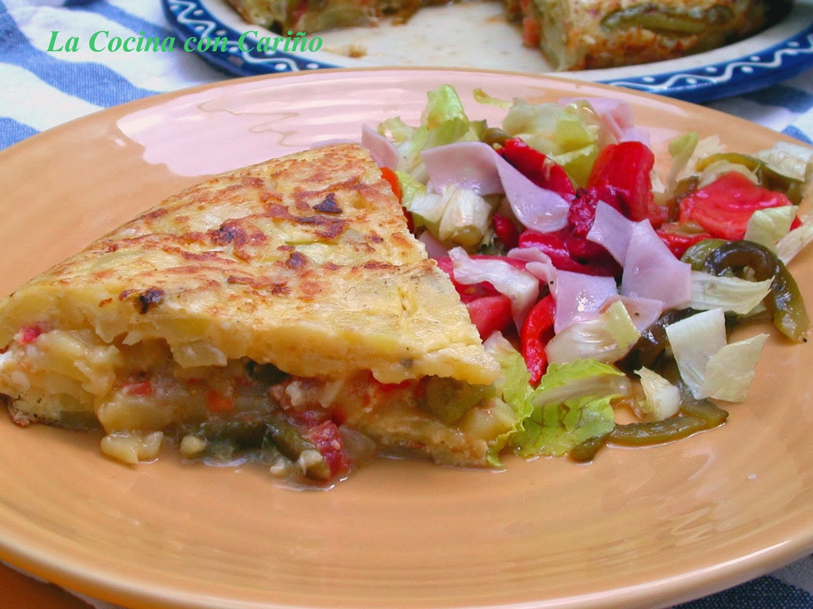 La Cocina con Cariño TORTILLA DE PATATA RELLENA DE PIMIENTOS ASADOS