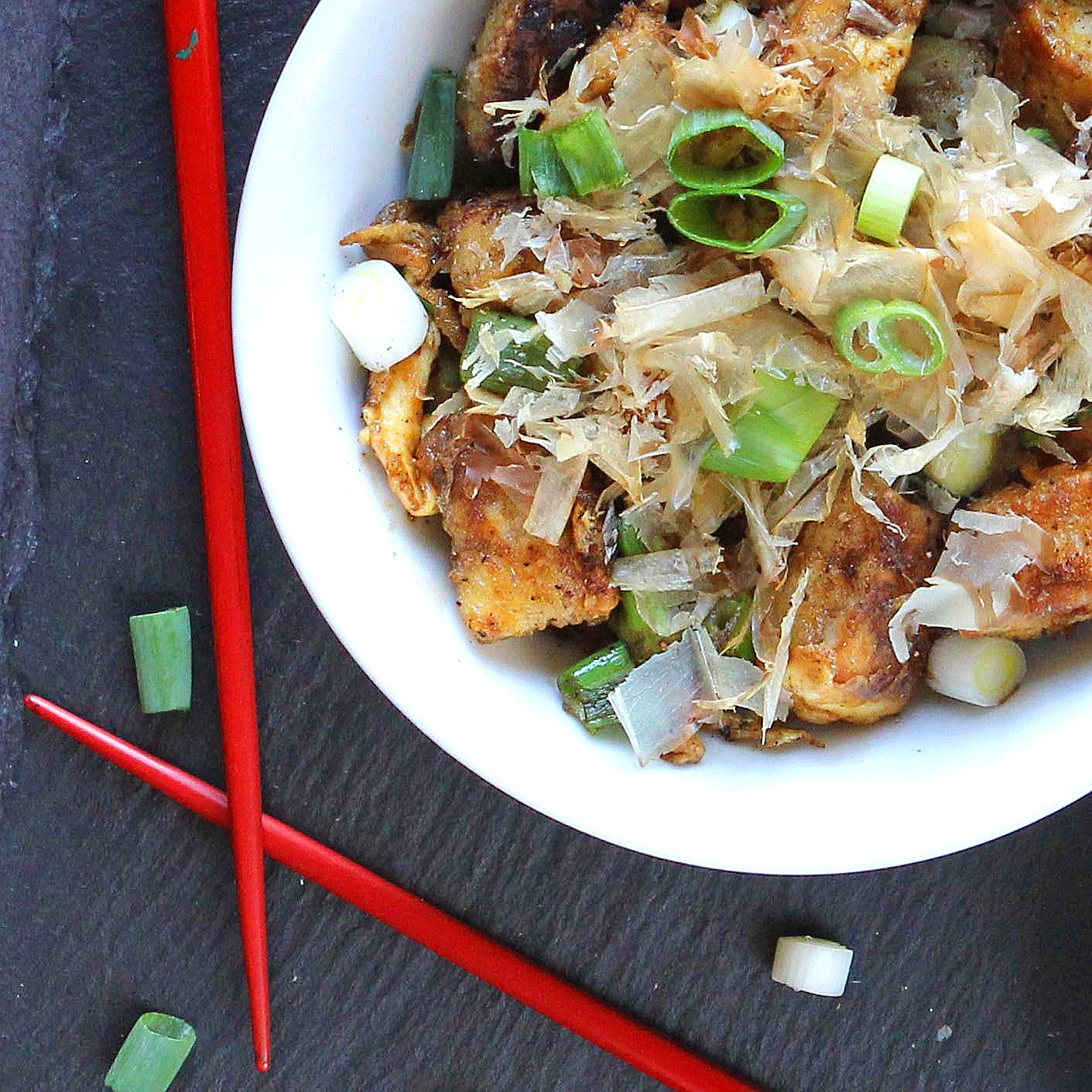 Gluten Free Alchemist Japanese Fried Tofu with Egg, Spring Onion and