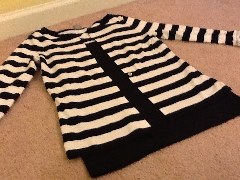 thriftygirl challenge Tutorial Shirt into Cardigan