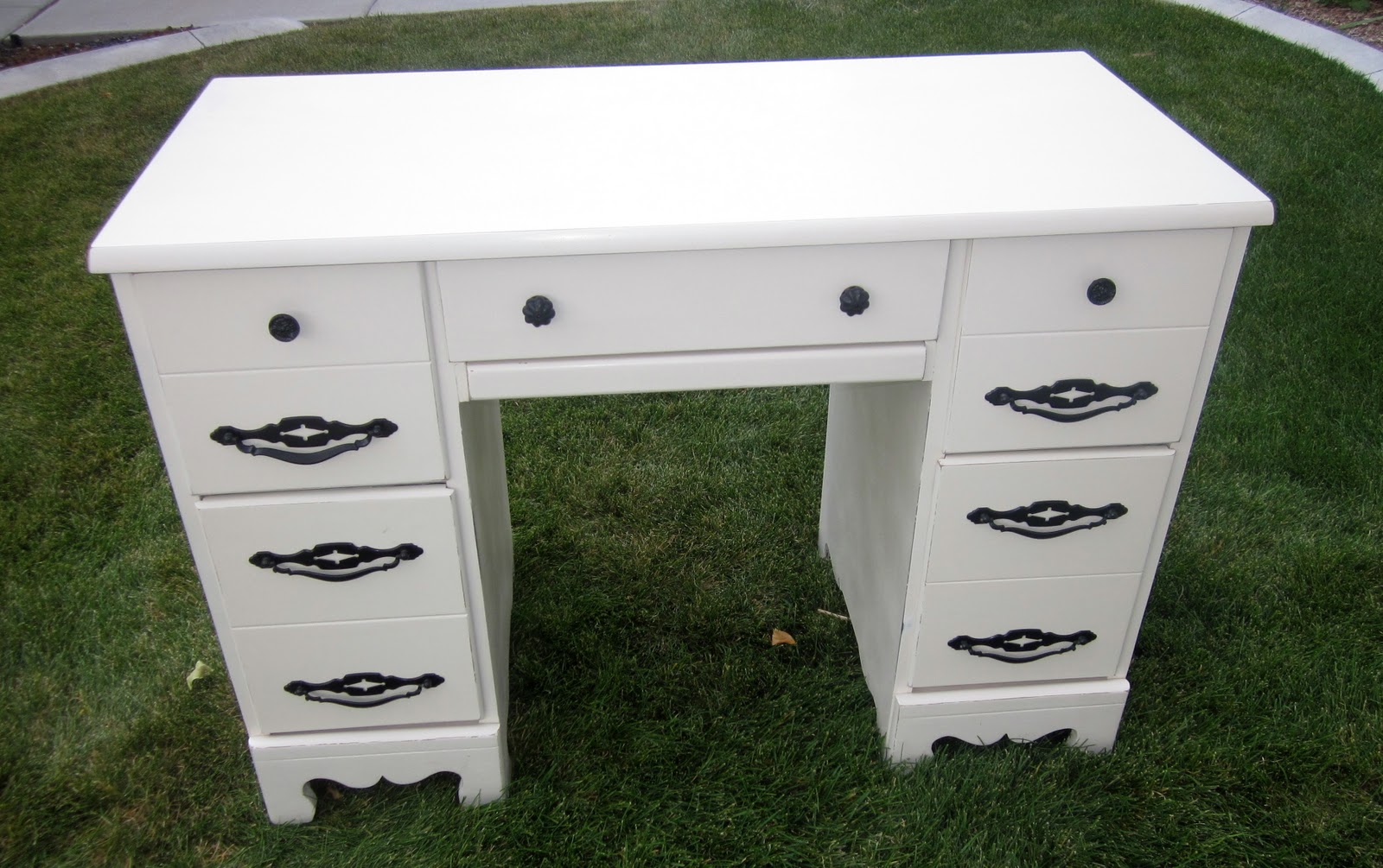 Furniture Refashions Shabby Chic White Wood Desk