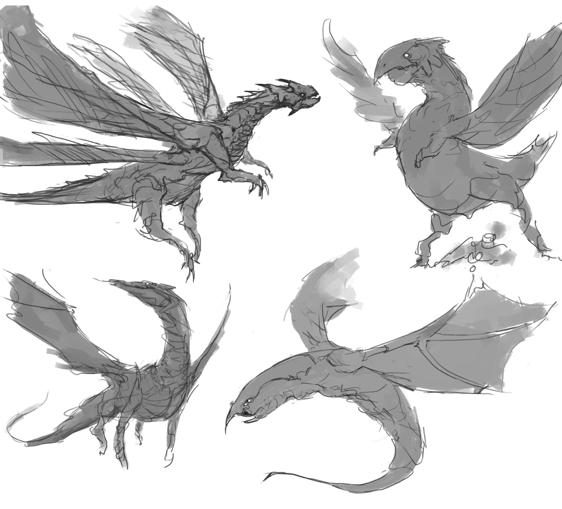 [Image: WingedBeast_Sketches.png]
