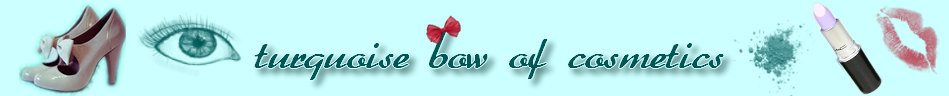turquoise bow of cosmetics