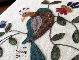 Folksy Bird and Bloom Wool Applique by Rose Clay at ThreeSheepStuido.com - Studio Folksy Bird and Bloom Wool Applique by Rose Clay at ThreeSheepStuido.com - Studio