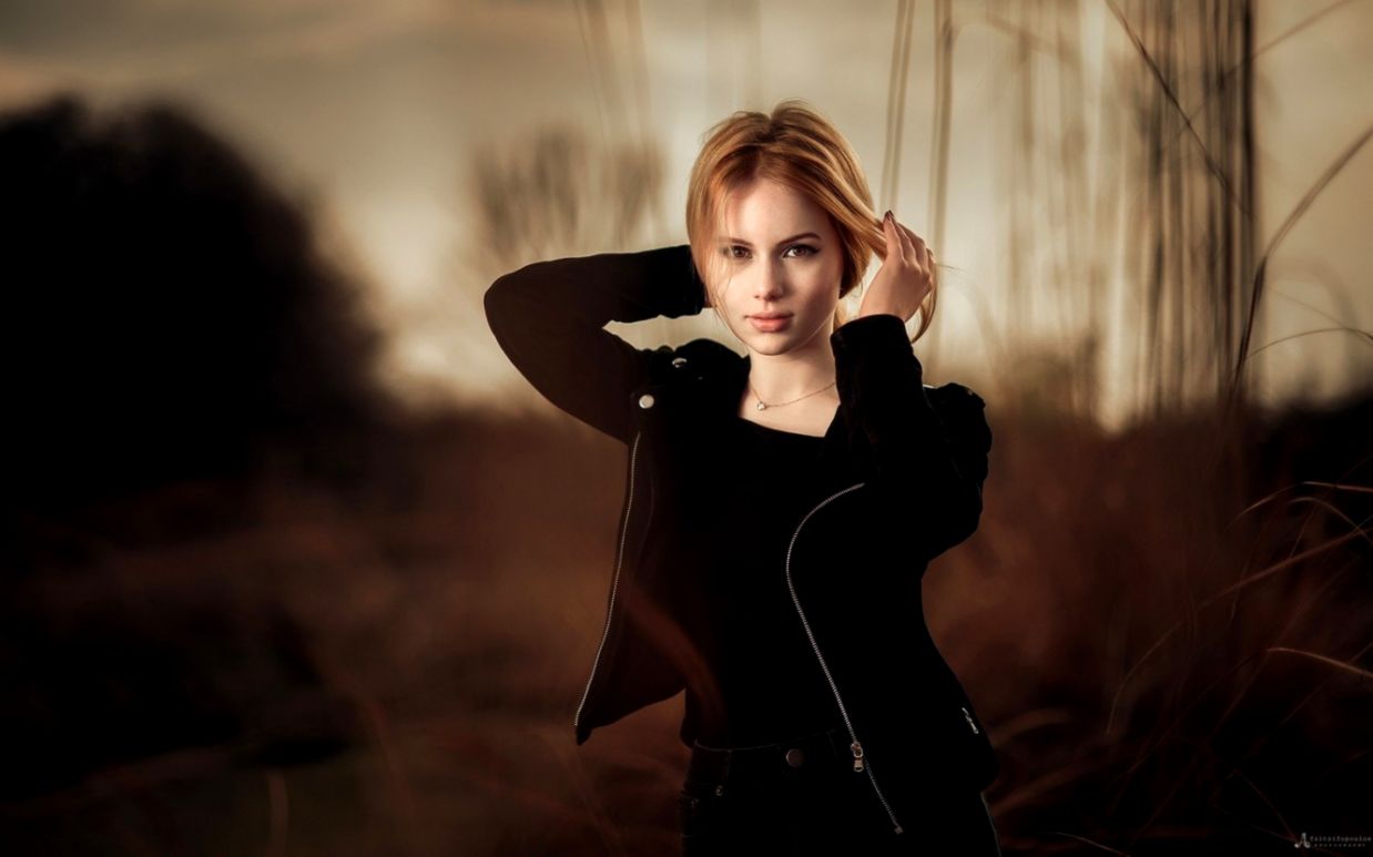 Wallpaper grass girl the evening blonde beautiful nature in