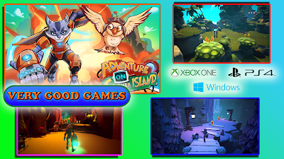 A banner for the review of Skylar & Plux: Adventure on Clover Island - an adventure game for PS4, Xbox One, Windows computers