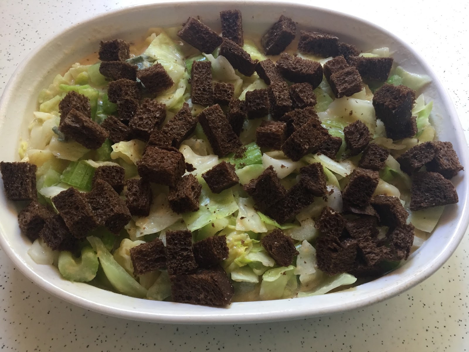 Cheesy Cabbage and Celery Bake