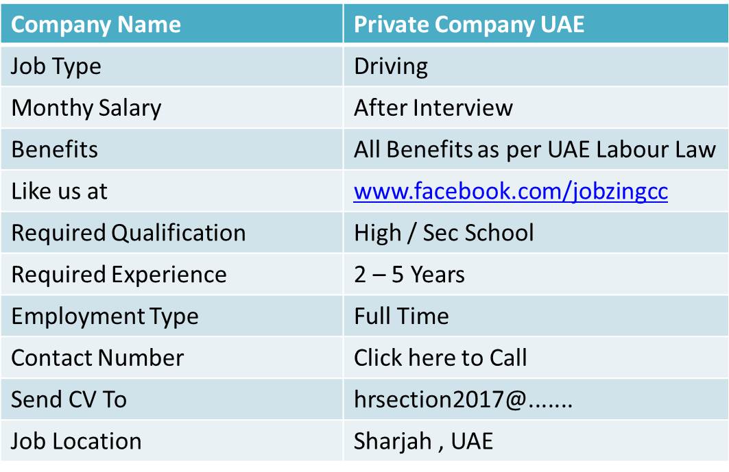 Driving Jobs in UAE GCC JOBZ