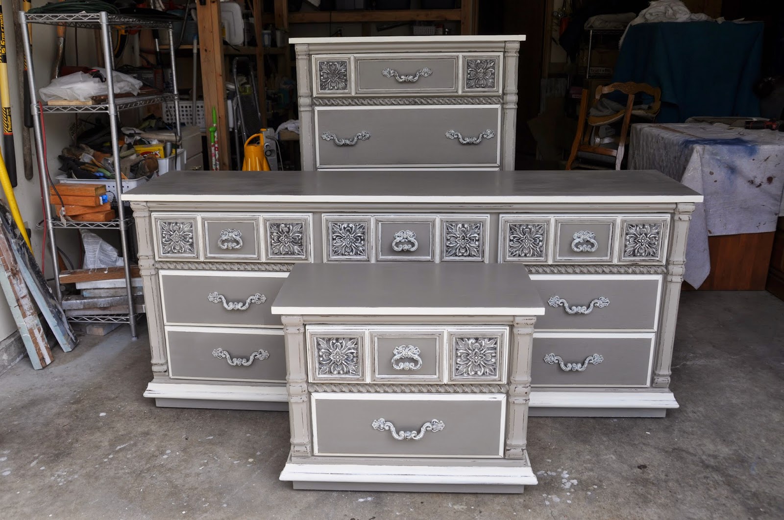 Sweetly Chic Sophisticated Grey Lowboy dresser