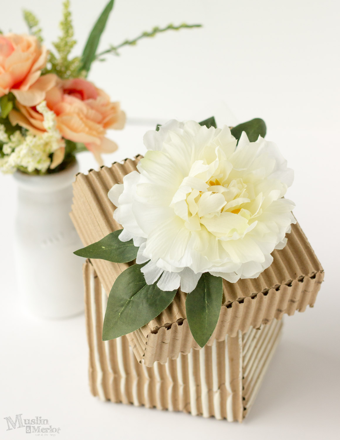 DIY Corrugated Cardboard Gift Box Muslin and Merlot