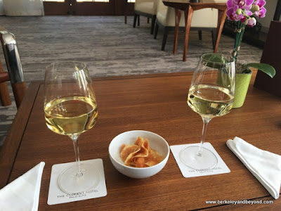 afternoon wine and housemade potato chips at The Clement Hotel in Palo Alto, California