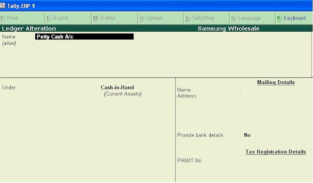 petty cash ledger