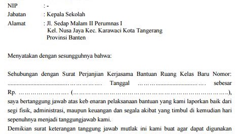 Contoh Surat Tanggung Jawab Proyek Pembangunan Gedung