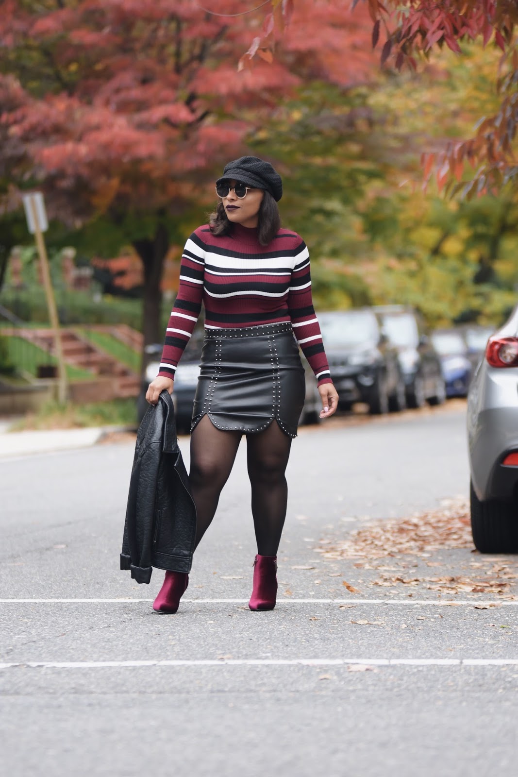 Patty's Kloset, Blogiversary, fashion blogger, fall fashion, rainbow shops, fall outfit ideas, latina bloggers, dominican blogger, newsboy hat, velvet trend, fall hat trends, fall in DC