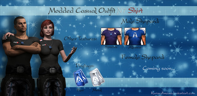 http://kurauamami.deviantart.com/art/Mass-Effect-3-Modded-Casual-Outfit-N7-Shirt-V1-5-417245562