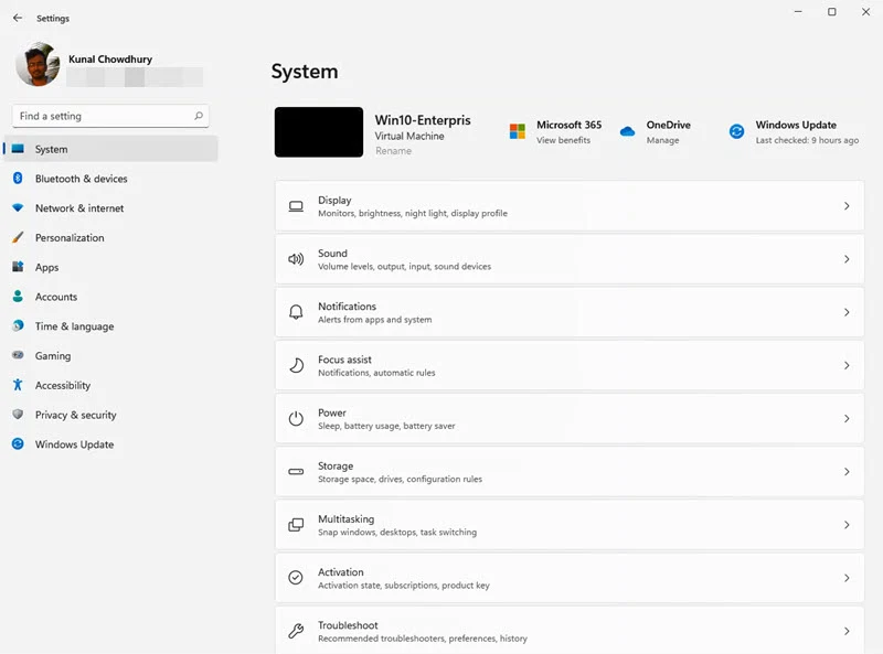 A quick look to Windows 11 Settings app - System
