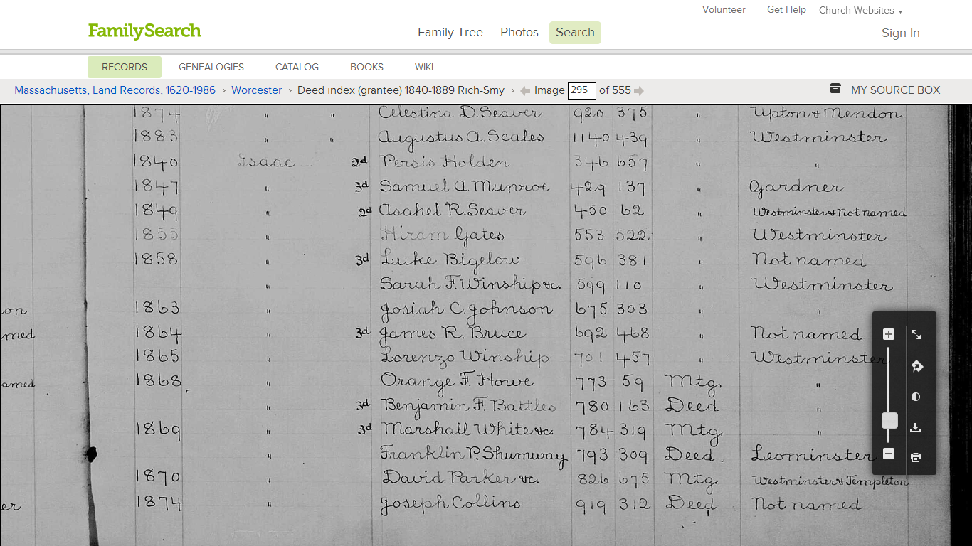 GeneaMusings Massachusetts Land Records, 16201986 Available on