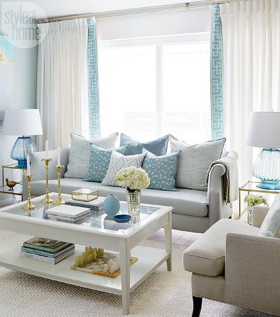 Light Blue And White Pretty Living Room Decor Ideas