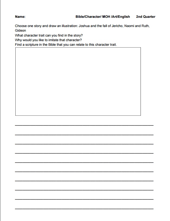 Bible & Character/ Social Studies/ Art/English Worksheet for Grade 3 - 6