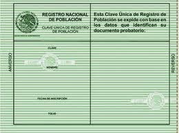 Documento Verde con datos de Anterior Formato de CURP en Mexico Documento Verde con datos de Anterior Formato de CURP en Mexico