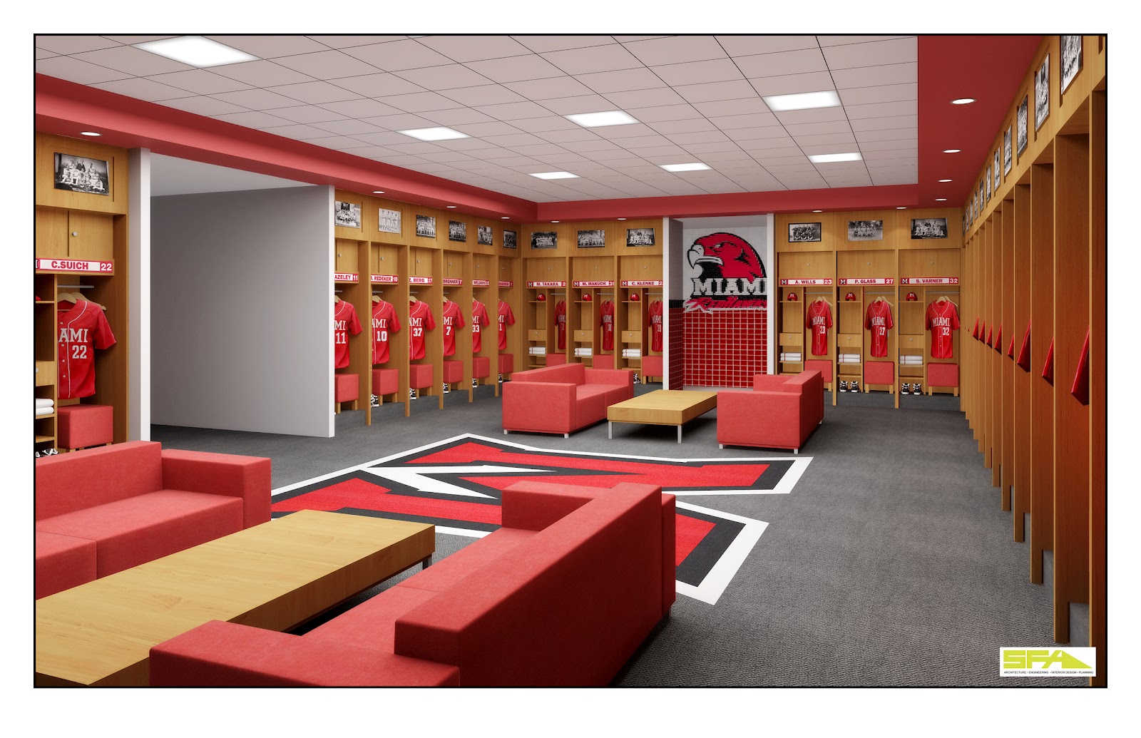 Nate England Art: Miami University Baseball Building Interior