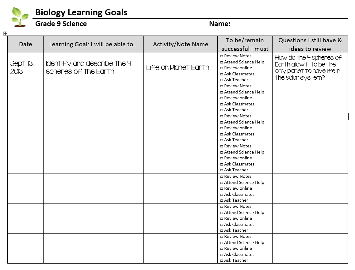 10 Learning Goal Tips + FREEBIE Mrs. Brosseau's Binder