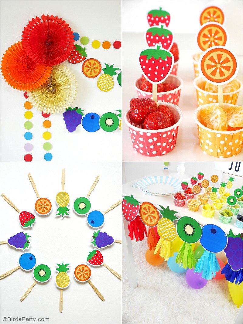DIY Fruit & Juice Drinks Station - learn to style a fun, interactive, easy and super tasty drinks and fruit bar for your kids birthday or play dates! by BirdsParty.com @birdsparty #drinkststaion #juicebar #kidsjuicebar #fruitbar #fruitstation #partyideas #rainbowparty #rainbowbirthday