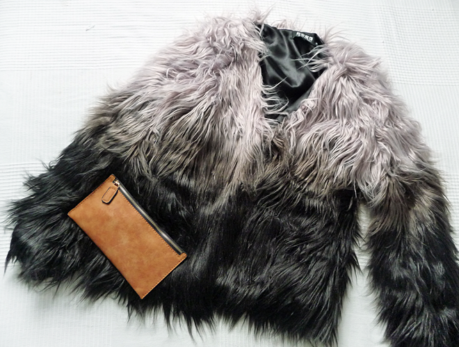 sammydress.com faux fur coat and brown purse
