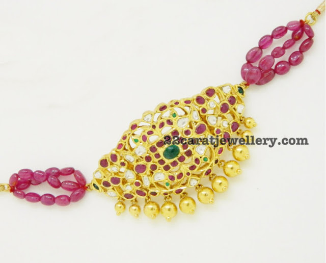 Kundan Choker with Ruby Beads Chains Jewellery Designs