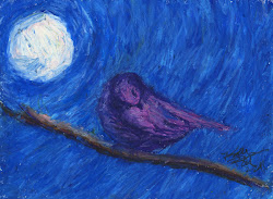 bird simple realism painting night sleeping messing around deep primitive