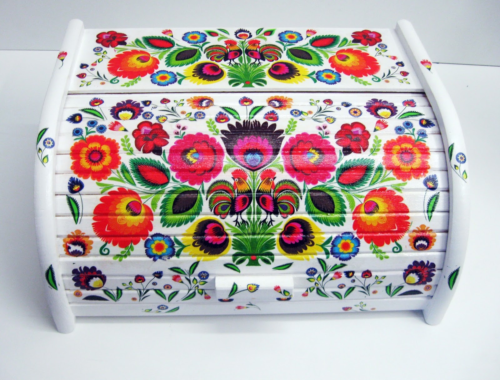 retroARTI Drewniane chlebaki decoupage w kolorowe wzory