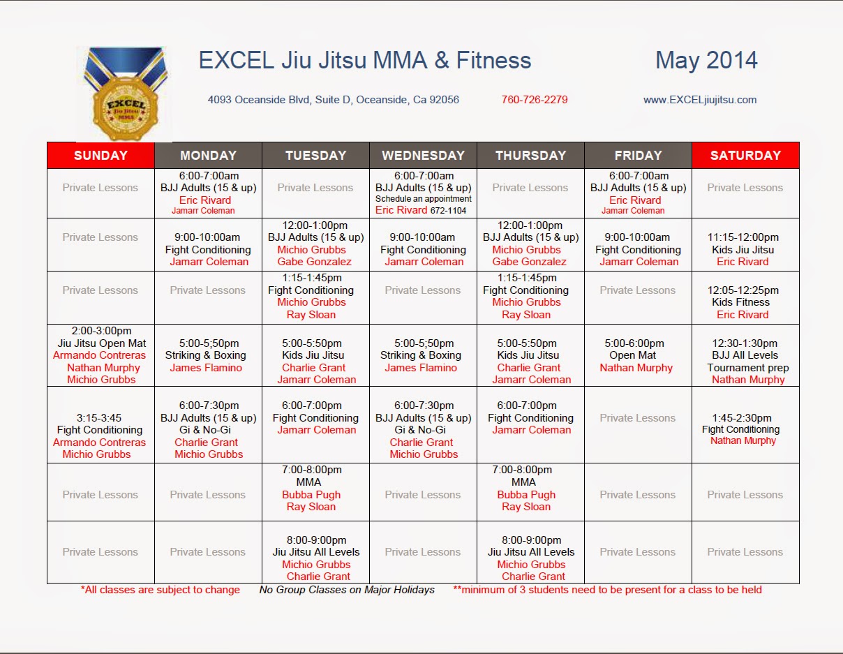 Excel Jiu Jitsu MMA &amp; Fitness May Excel Jiu Jitsu MMA