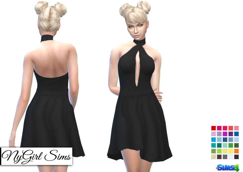 NyGirl Sims 4: Open Back Flare Dress
