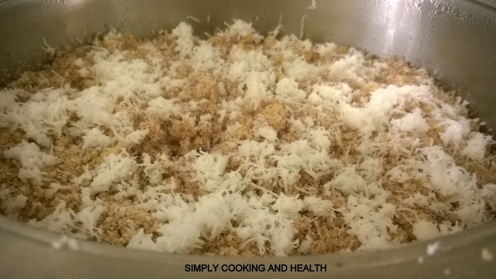 Simply Cooking and Health Healthy steamed couscous with brown rice flour and grated coconut
