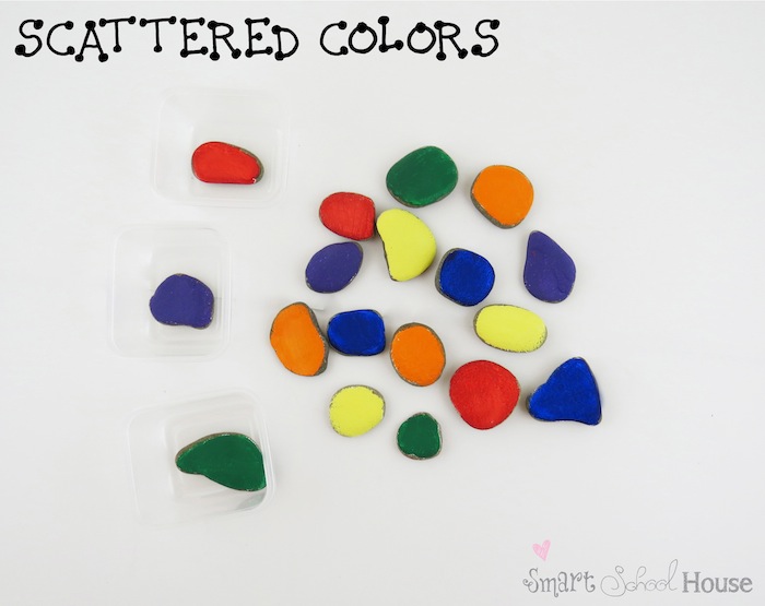 Scattered Colored Rocks for Teaching Colors