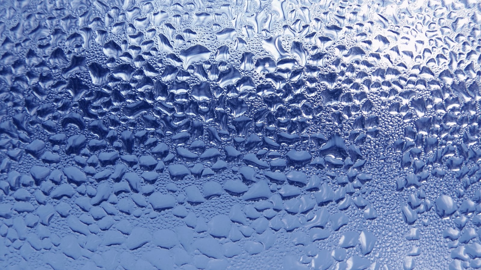 Waterdruppels op glas Blauwe achtergrond met waterdruppels op glas