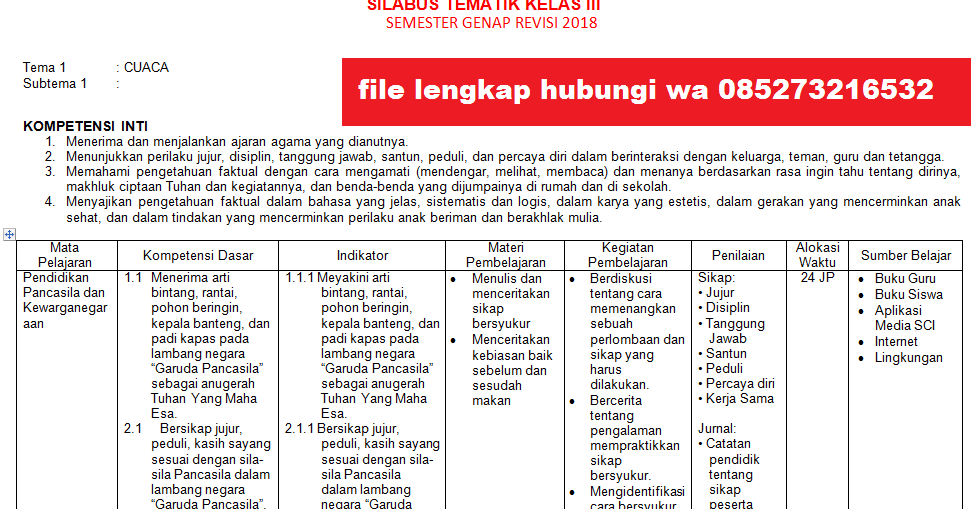 Silabus Bahasa Indonesia Smp Kelas 7 Semester 2 Revisi 2018 Revisi