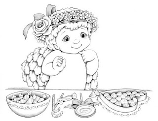 desenho de anjinho com caixas de bombons para pintar