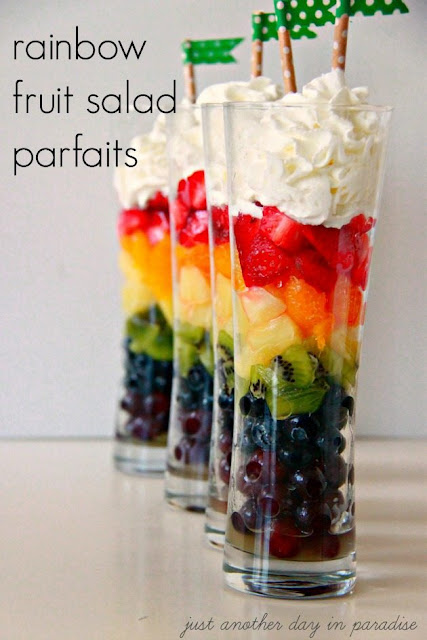 rainbow fruit salad parfaits