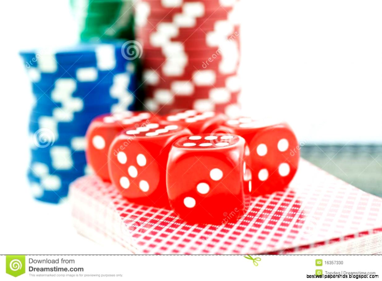Poker Chips Cards And Red Dice Cubes Stock Photo   Image 16357330