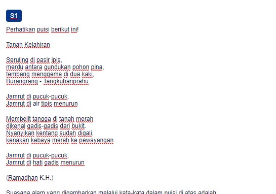 Contoh Soal Memahami Makna Puisi