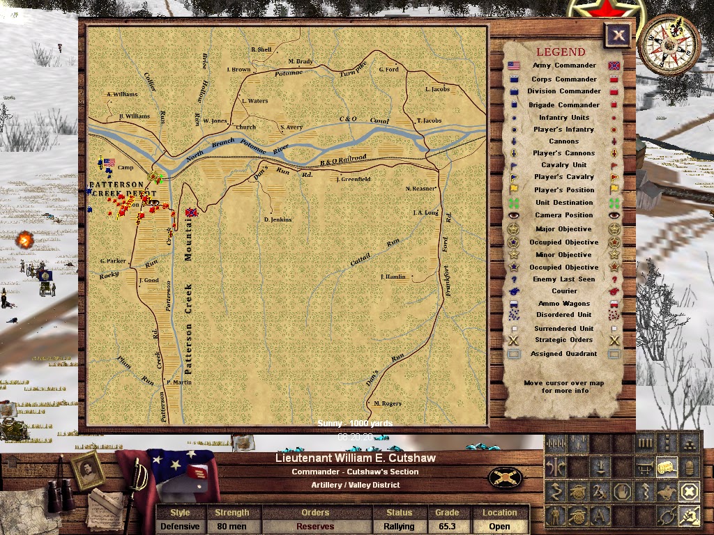 i ran one test with dunning s brigade and two batteries defending the depot attacked by jackon s valley district garnett s brigade three militia i ran one test with dunning s brigade and two batteries defending the depot attacked by jackon s valley district garnett s brigade three militia
