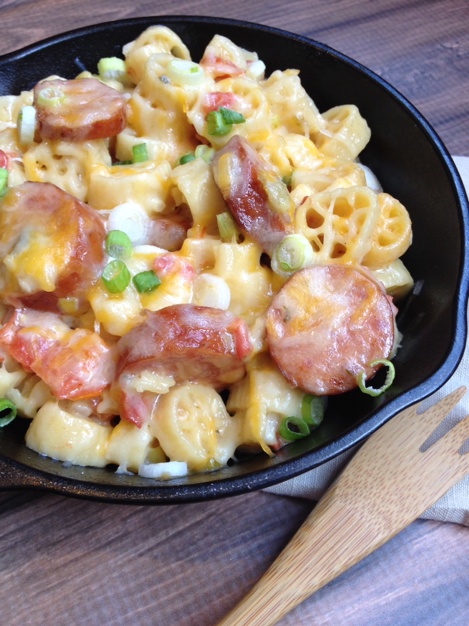 A Little Slice of Heaven Spicy Mac & Cheese with Smoked Sausage