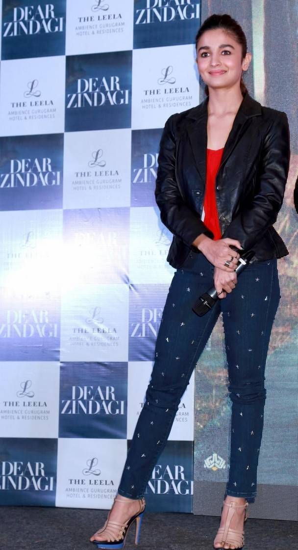Alia Bhatt Stills At Movie Promotions In Black Coat