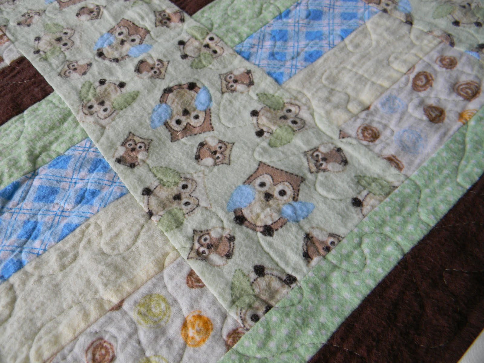 Craftopotamus Flannel Owl Baby Quilt