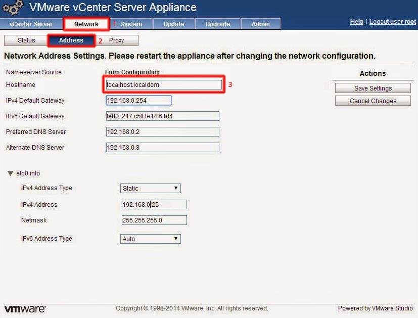 Ventana Network VMware vCenter Server Appliance