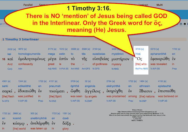 1 Timothy 3:16, Yet AGAIN, Another Trinitarian DECEPTION.