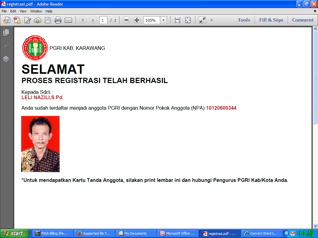 Mendaftar Keangotaan PGRI secara Online