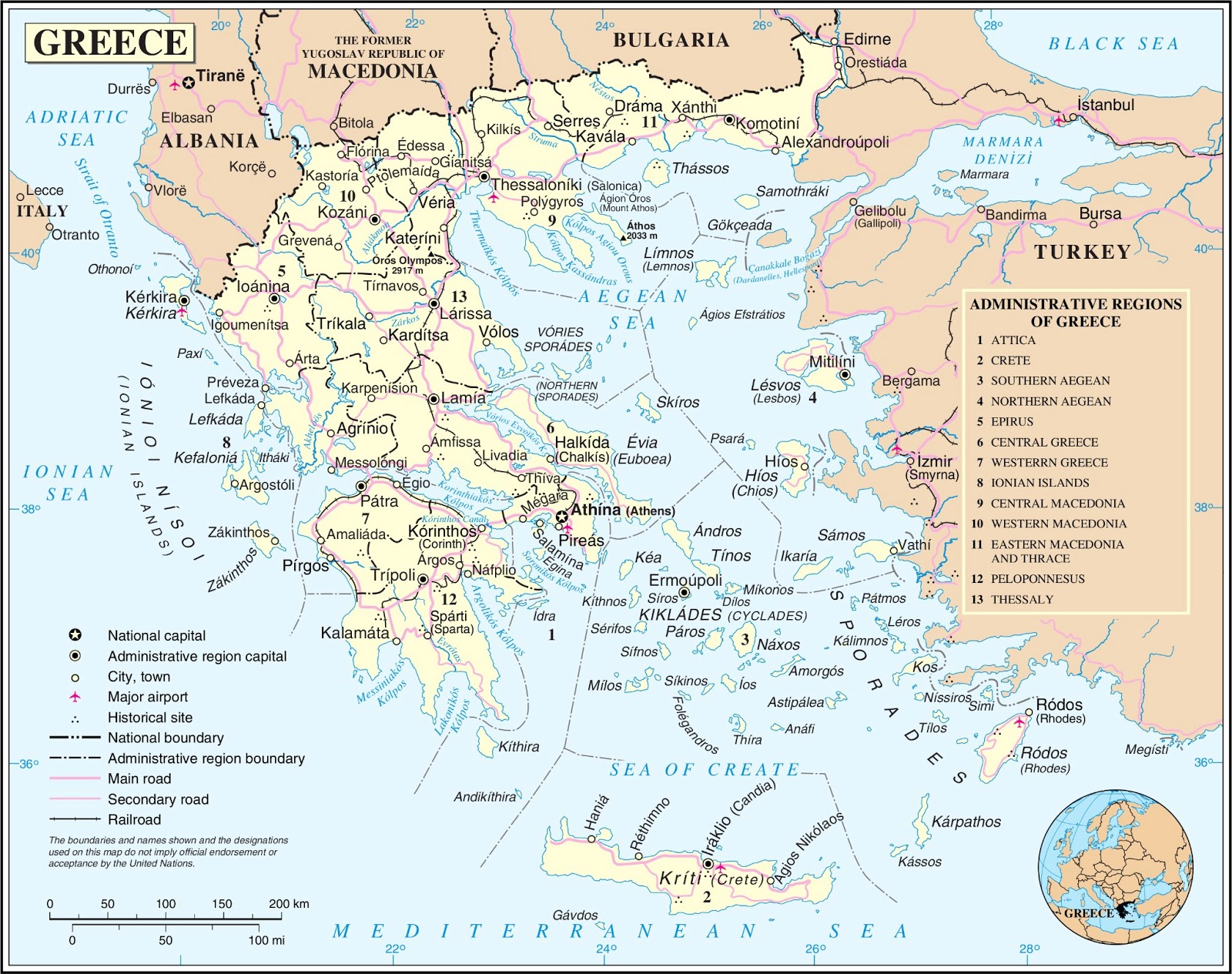 Kaart Griekenland Vakantie: Kaart Griekenland En Athene - Vakantie  Zuid-Europa